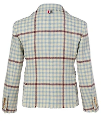 Wool Fray Blazer Check Print