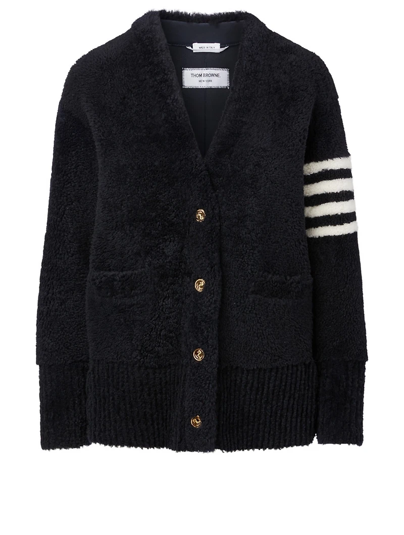 Shearling Four-Bar Cardigan