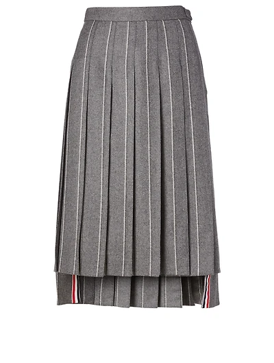 Wool Midi Skirt Stripe Print