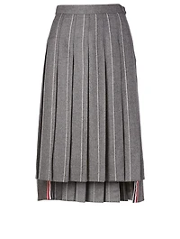 Wool Midi Skirt Stripe Print