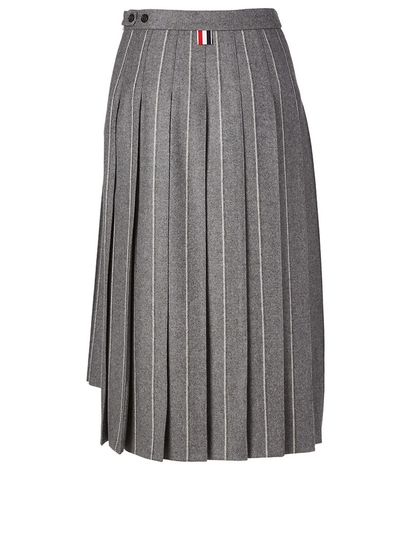 Wool Midi Skirt Stripe Print