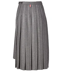 Wool Midi Skirt Stripe Print