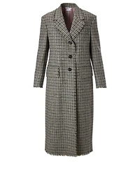Wool Long Blazer Check Print
