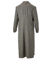 Wool Long Blazer Check Print