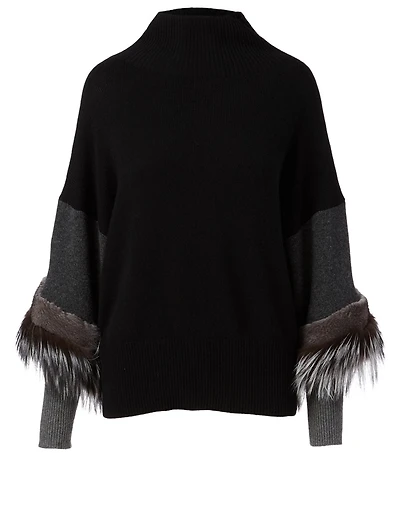 Cashmere Sweater With Fur Detail