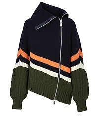 Wool-Blend Zip Cardigan