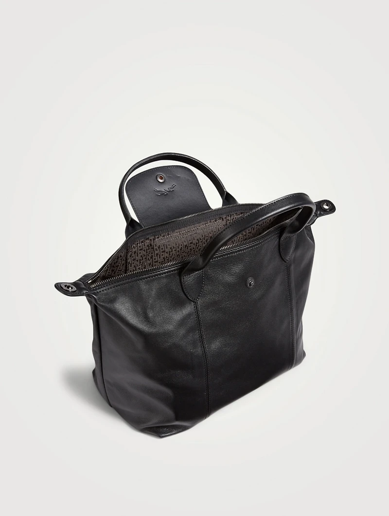 Le Pliage Leather Top Handle Bag