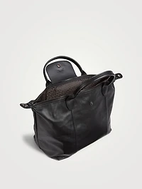 Le Pliage Leather Top Handle Bag