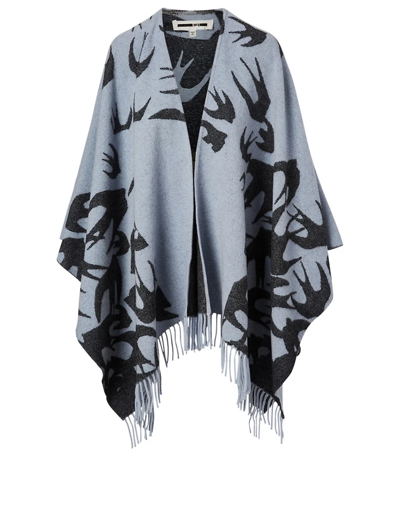 Wool-Blend Shawl In Swallow Print