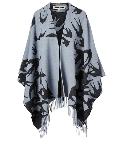 Wool-Blend Shawl In Swallow Print