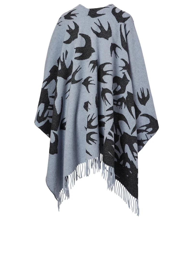 Wool-Blend Shawl In Swallow Print