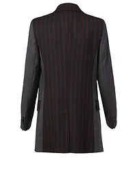 Wool Double-Breasted Blazer Pinstripe Print