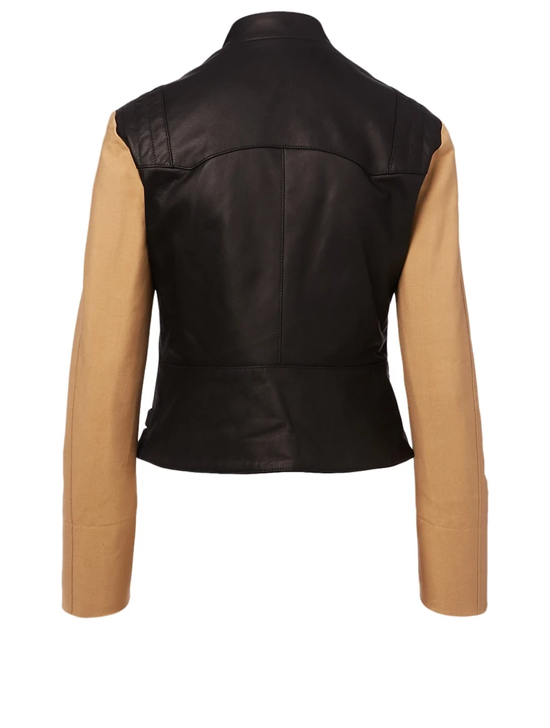 Leather Contrast Biker Jacket