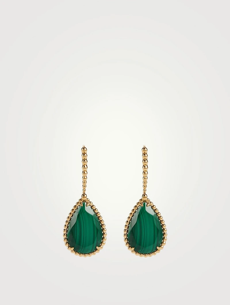 Serpent Bohème Gold Sleeper Earrings With Malachite