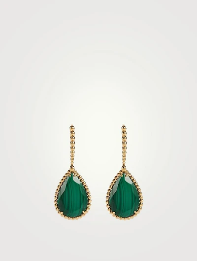 Serpent Bohème Gold Sleeper Earrings With Malachite