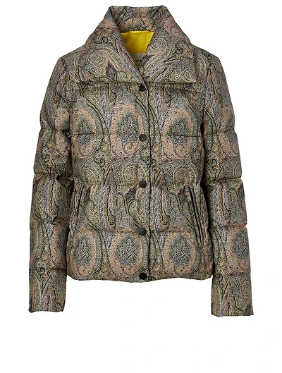 Down Puffer Coat Paisley Print