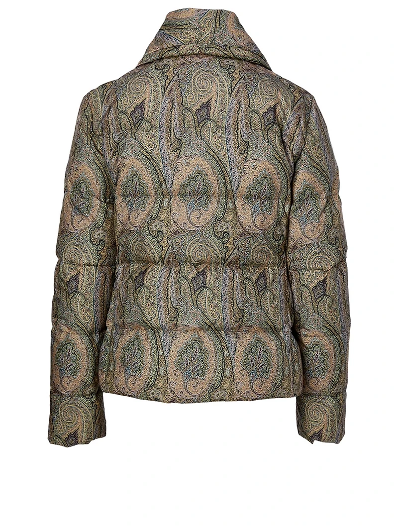 Down Puffer Coat Paisley Print