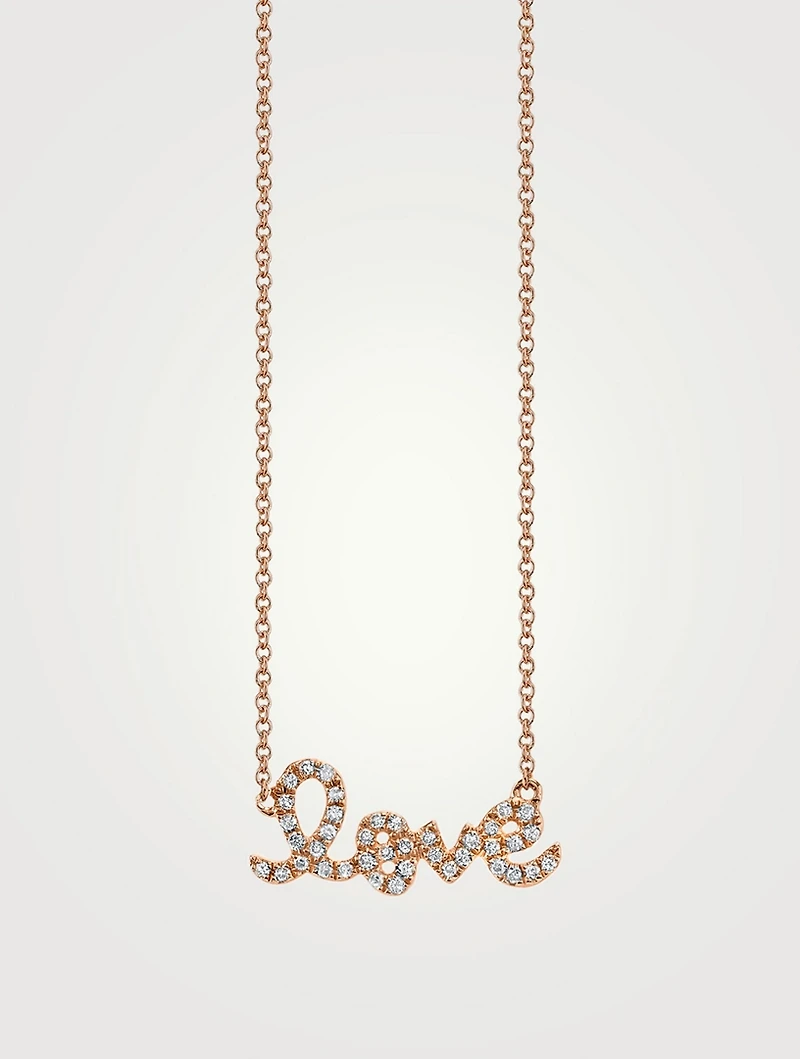 Small 14K Rose Gold Love Necklace With Diamonds