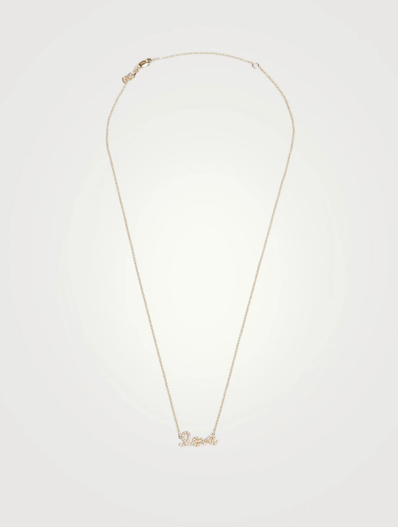 Small 14K Gold Love Necklace With Diamonds