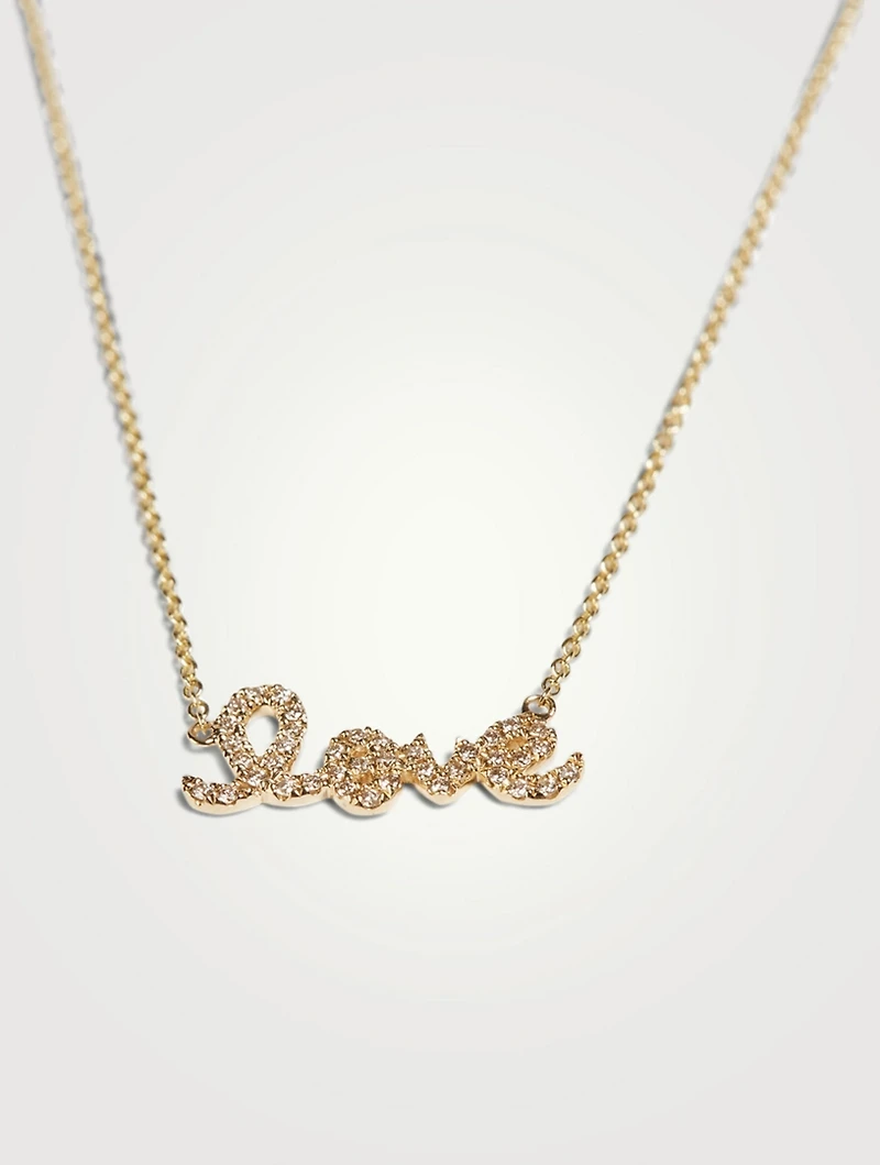 Small 14K Gold Love Necklace With Diamonds