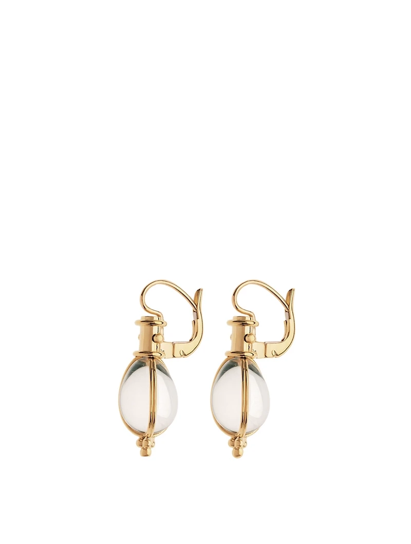 18K Gold Classic Amulet Earrings With Crystal