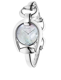 Horsebit Goldtone Bracelet Watch With Diamonds