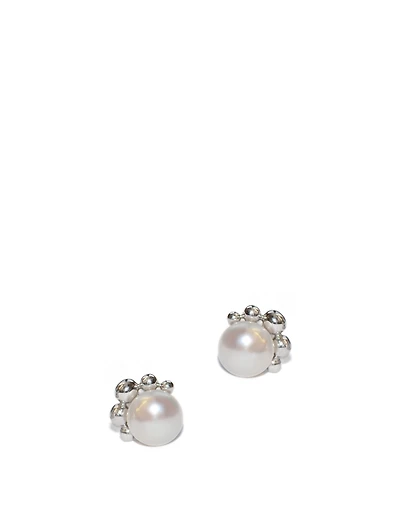 Bubbling Brook Dew Drop Sterling Silver Pearl Stud Earrings