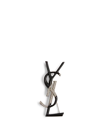 Opyum YSL Monogram Brooch With Crystals