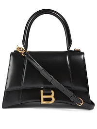 Small Hourglass Leather Top Handle Bag