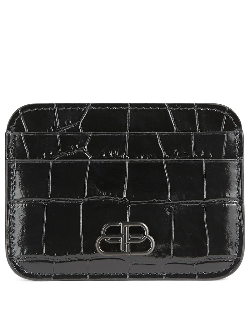 BB Croc-Embossed Leather Card Holder