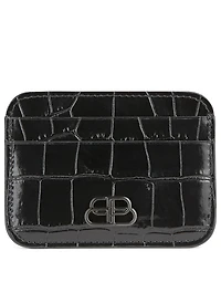 BB Croc-Embossed Leather Card Holder
