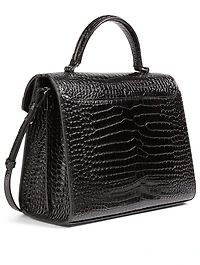 Medium Cassandra YSL Monogram Croc-Embossed Leather Bag