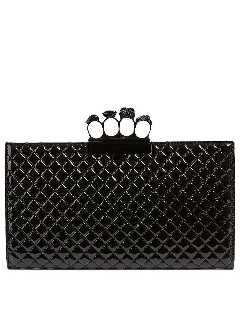 Patent Leather Four-Ring Box Clutch Bag