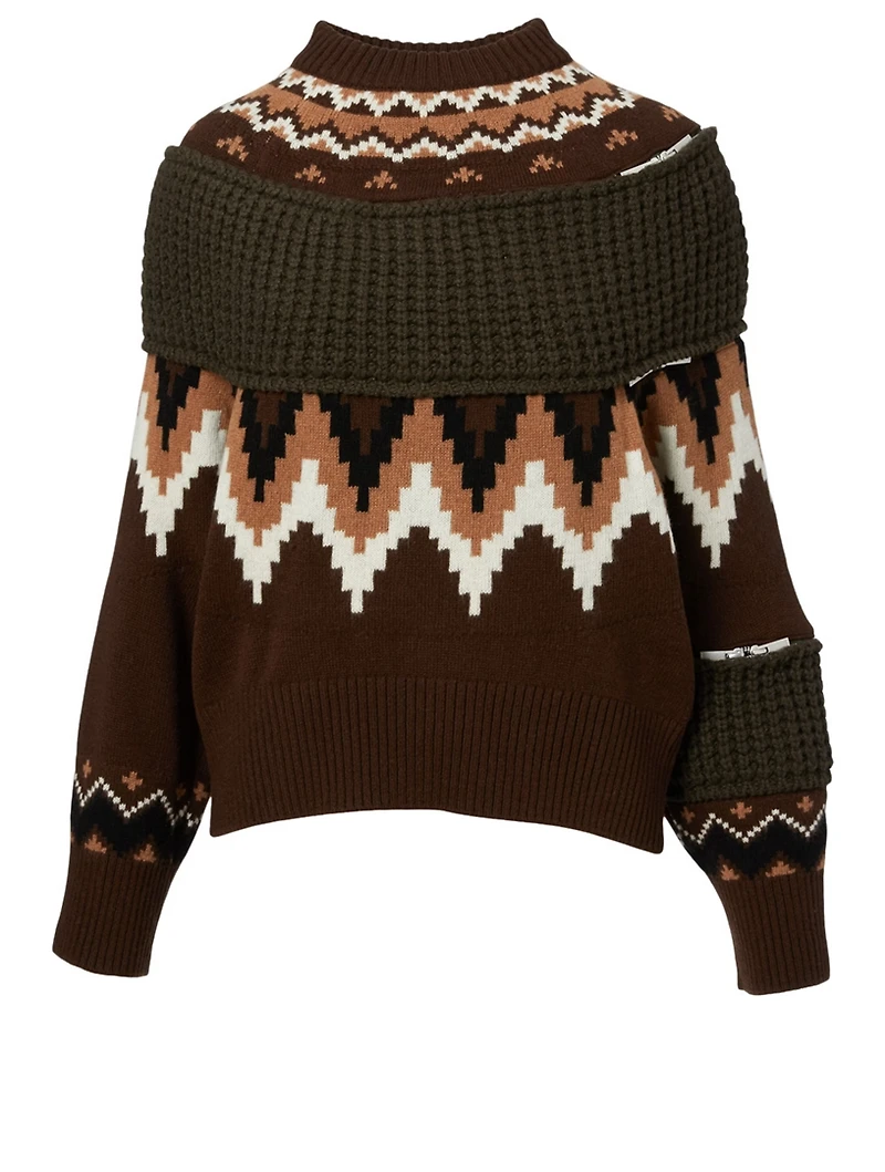 Wool-Blend Sweater Fair Isle Print