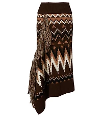 Wool Midi Skirt Fair Isle Print