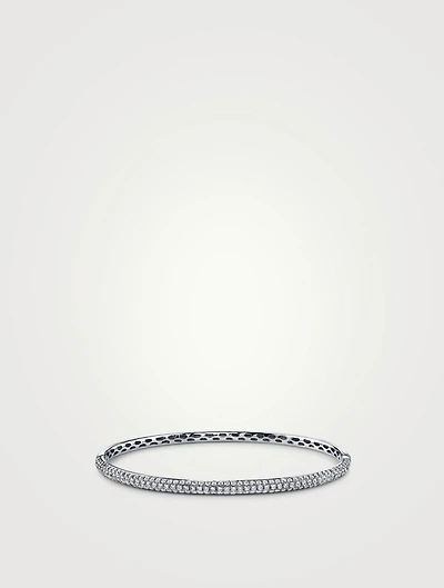 18K Gold Three Row Bangle Bracelet With Diamonds