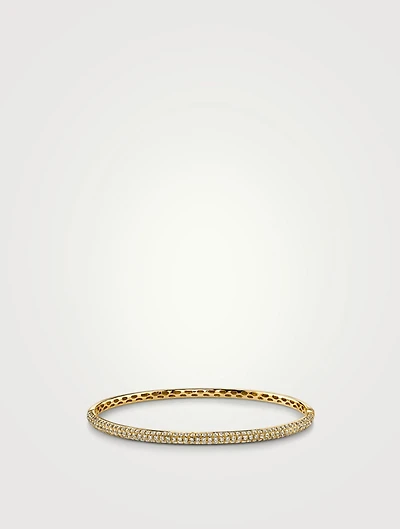 18K Gold Three Row Bangle Bracelet With Diamonds