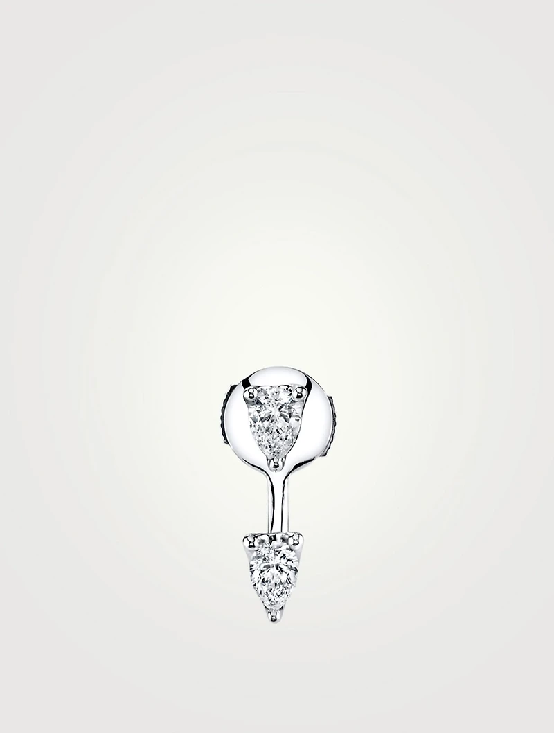 18K White Gold Pear Diamond Orbit Earring