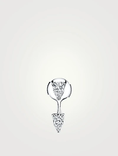 18K White Gold Pear Diamond Orbit Earring