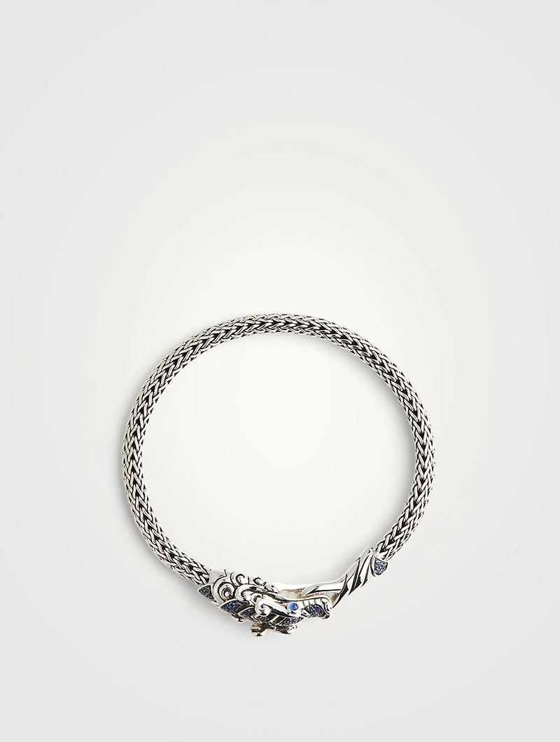 Sterling Silver and Blue Sapphire Legends Naga Station Bracelet
