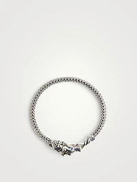 Sterling Silver and Blue Sapphire Legends Naga Station Bracelet