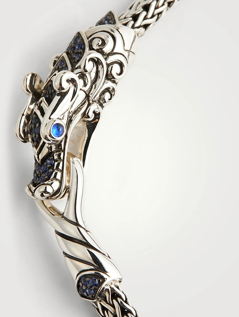 Sterling Silver and Blue Sapphire Legends Naga Station Bracelet