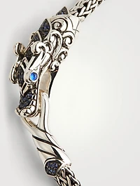 Sterling Silver and Blue Sapphire Legends Naga Station Bracelet