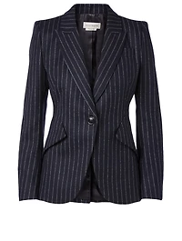 Wool Blazer Pinstripe Print