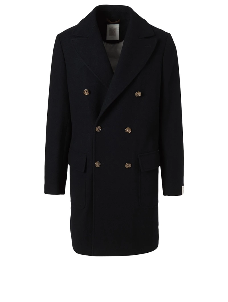 Cashmere Double-Breasted Coat With Shearling Collar