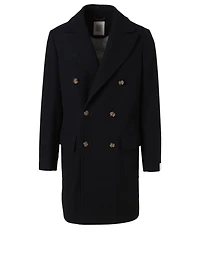 Cashmere Double-Breasted Coat With Shearling Collar