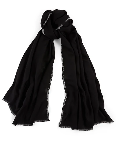 Cashmere And Silk Scarf With Selvedge Logo