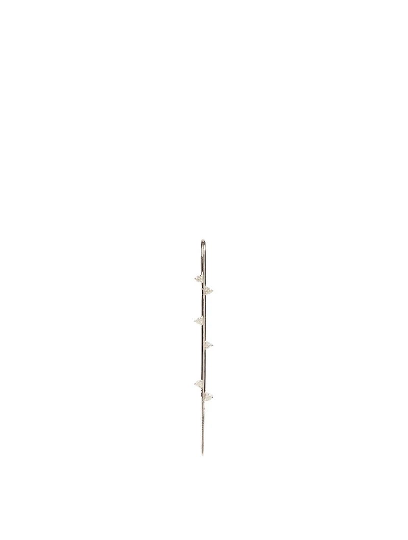 Amoret 18K White Gold Ear Pin With Diamonds