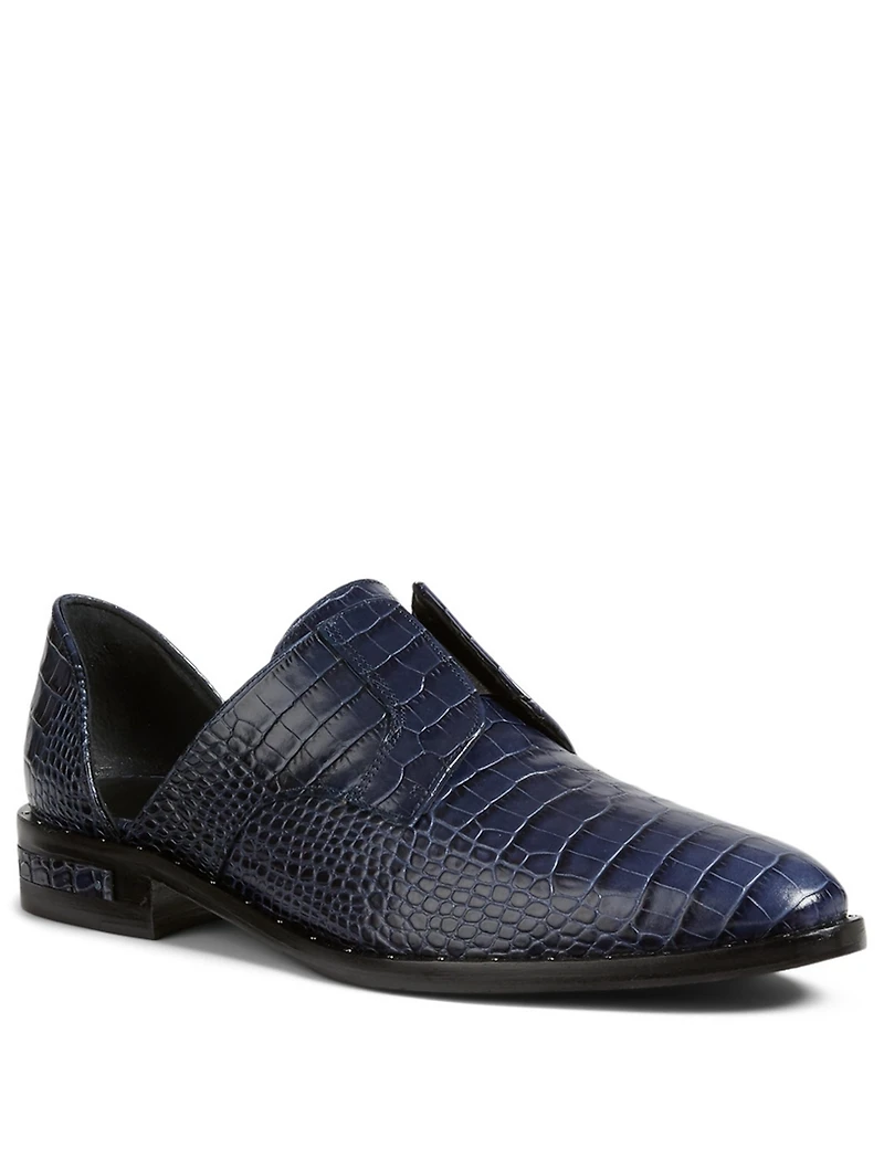 Wear Croc-Embossed Laceless D’Orsay Derby Shoes