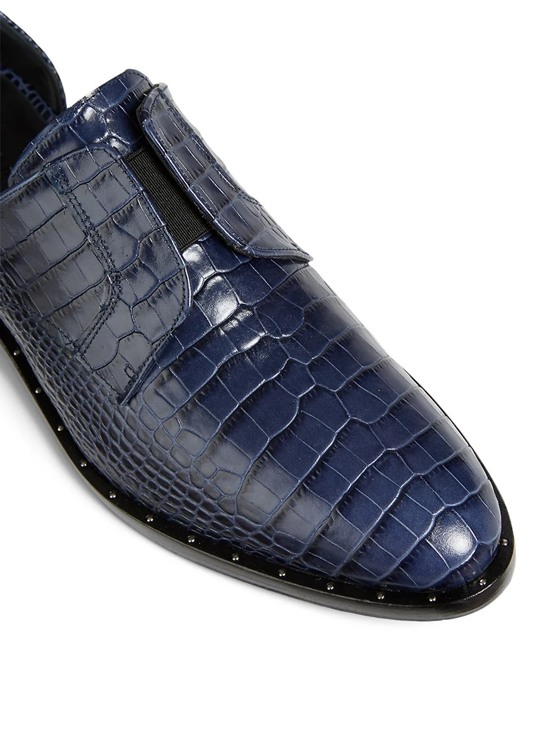 Wear Croc-Embossed Laceless D’Orsay Derby Shoes